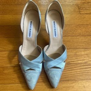 Manolo Blahnik Brocade Satin Pumps - Light mint color